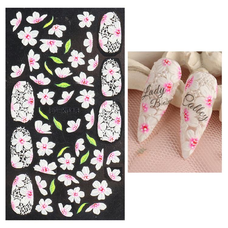 Embossed Flower Nail Sticker Self-adhesive 5D Art Embossed Nail Stickers Flower