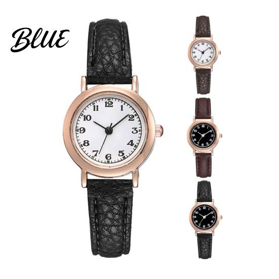 Lightweight Ladies Watch Women Round Dial with Faux Leather Strap
