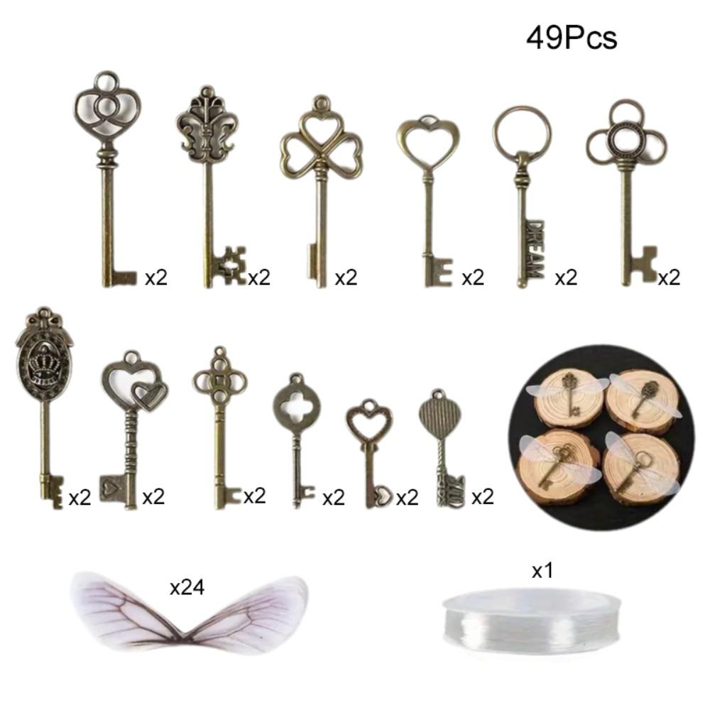 

49 шт./набор Реалистичные ключи-скелеты Набор подвесок-стрекоз Рождественские подвесные украшения для елки Вечеринка 49 Pcs/Set