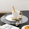 Nordic Ceramic Coffee Cup Saucer Creative High end Gold-patterned Hand Patterned Mug Fashionable Star Moon Style Coffee Cup Saucer