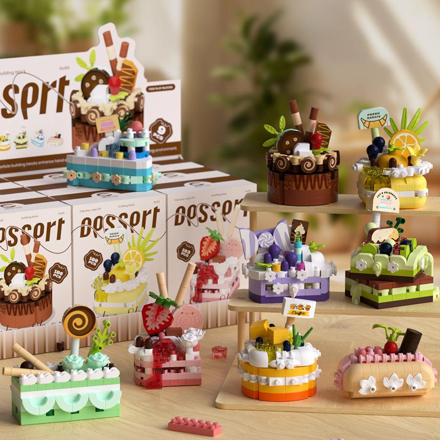 Non-Toxic Birthday Gifts Diy Mini Cake Decorations Kids Building Blocks Toys Mini Bricks Dessert Food Sets Educational Toys