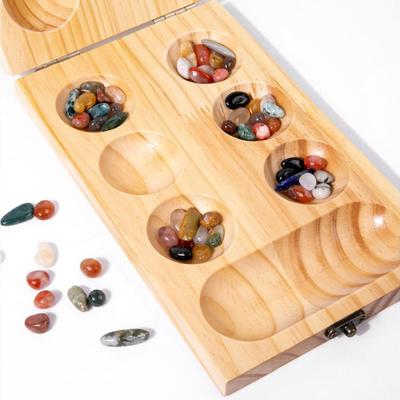 Regentropfen Felsen Holz Mancala, Edelstein Schach Brettspiel - Lernspielzeug für räumliches Denken Afrikanisches Schach Tischspiel