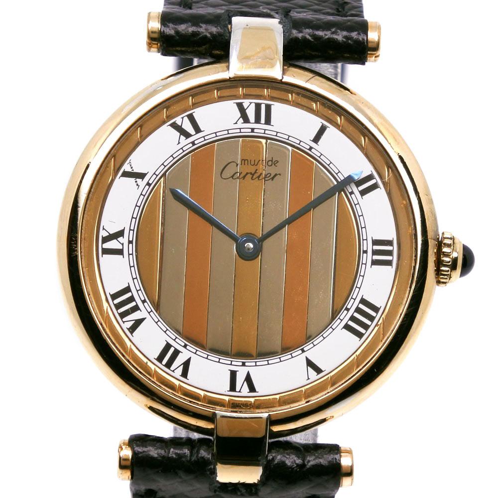 

CARTIER Mast Vendome LM Watches 590003 Trinity dial WhiteDial Silver925/Embossed Leather Quartz Analog display mens Used