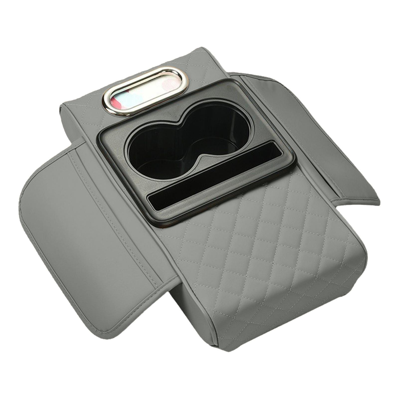 

Universal Car Armrest Cushion Extender with Storage Pockets and Cup Holders for Most Vehicles Black Multi-Functional сірий