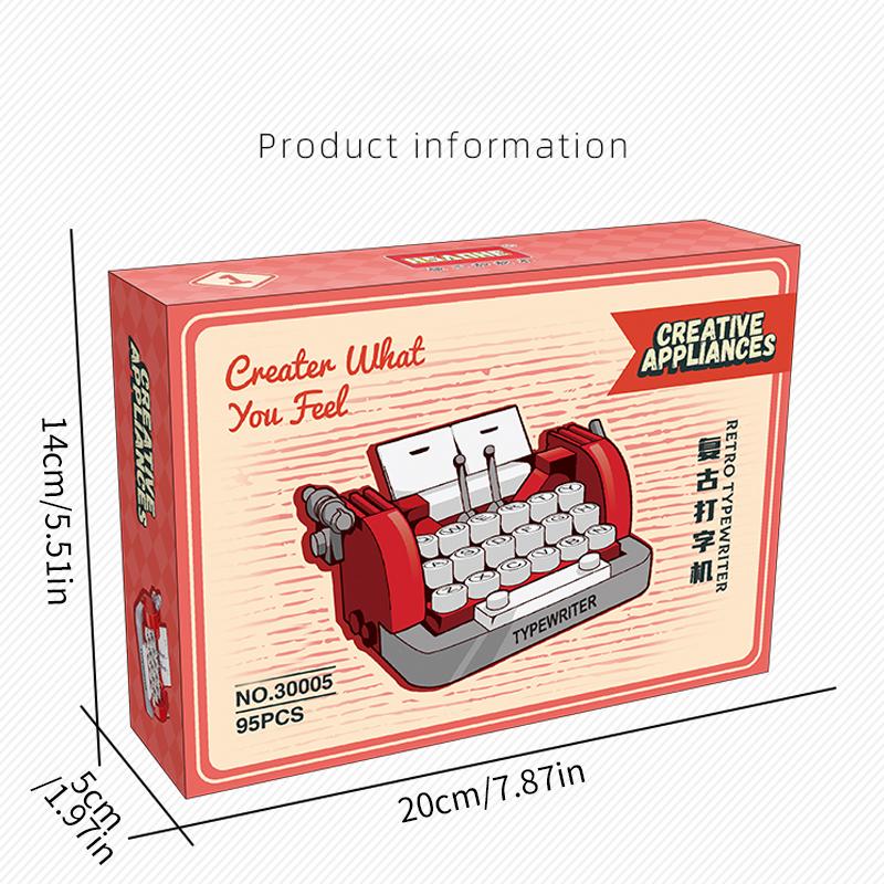 Vintage Mini Kávovar Sestavení Kamery Stavební Bloky Model Simulační Spotřebiče Rádio Psací Stroj Kostky Hračky Pro Děti