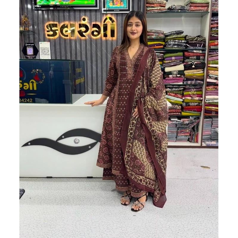 Designer Hand Block Printed Salwar Suit Indian Women's Aline Kurti Palazzo Set