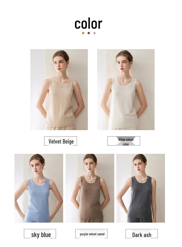 Kangsai Women's 100% Cashmere Sleeveless Knit Vest - Loose Fit, Round Neck, Ideal for Spring & Autumn 2026