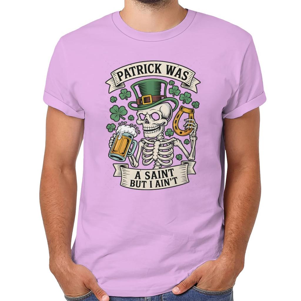 Unisexs St Patricks Day Shirt Patrick Was A Saint I Aint Print TShirt Irish Day Shirt Funny Skeleton Shamrock Leaves Graphic Tee