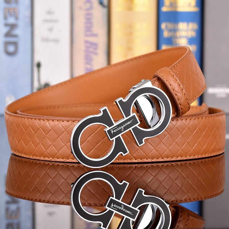 Salvatore Ferragamo Pánský opasek z hovězí kůže 3,3 cm Luxusní značkový designový opasek Oblek Džíny Formální Značka