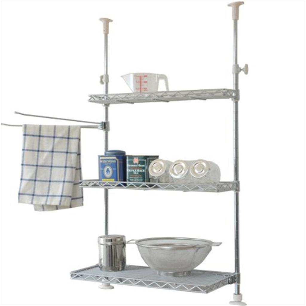 YAMAZEN Over-the-Sink Tension Kitchen Rack (45cm Wide), Chrome Silver, TKRO-453*