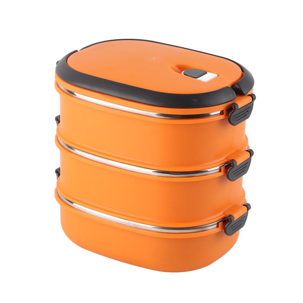 3 Layers Bento Box Stainless Steel Portable Insulated Lunch Containers for Office School Orange