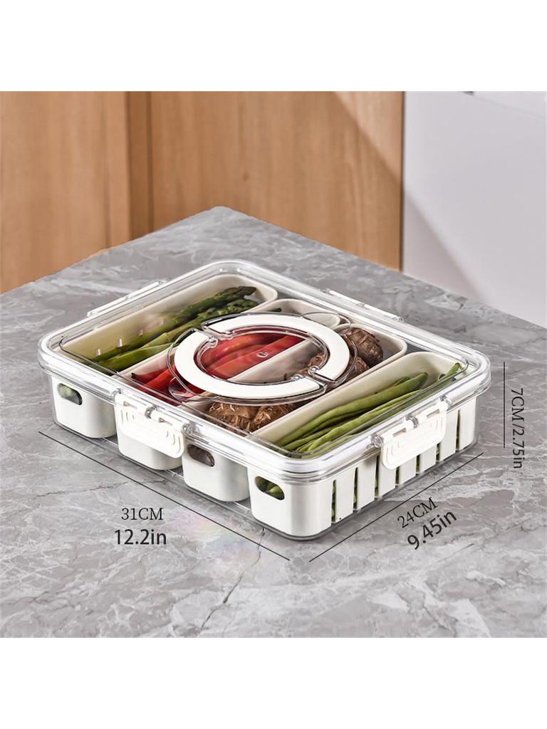 1 pc Split type tray with lid and handle, refrigerator compartment drain and preservation box, bento box
