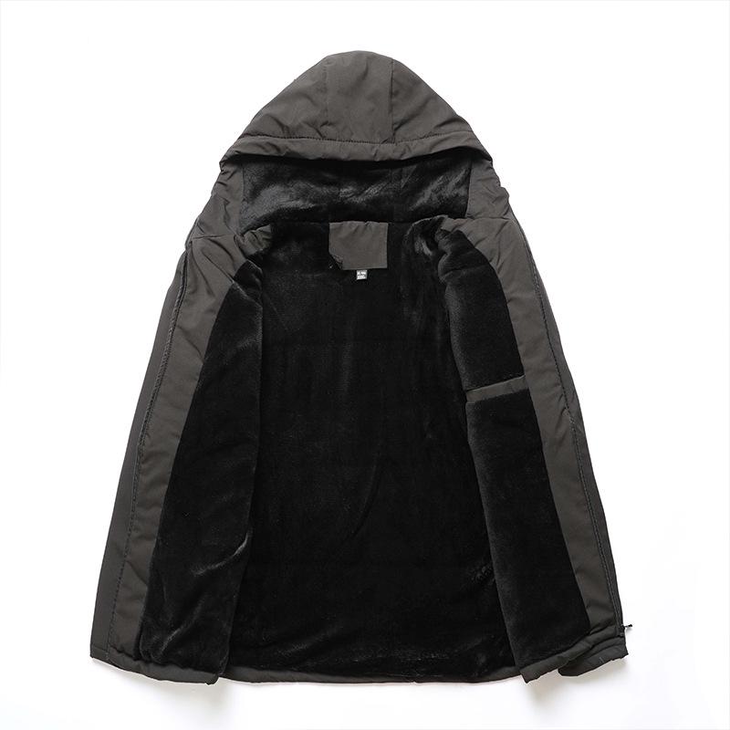 Winter Fleece-Lined Hooded Outdoor Men's Cotton Jacket: Casual & Thickened Design from Japan and South Korea.