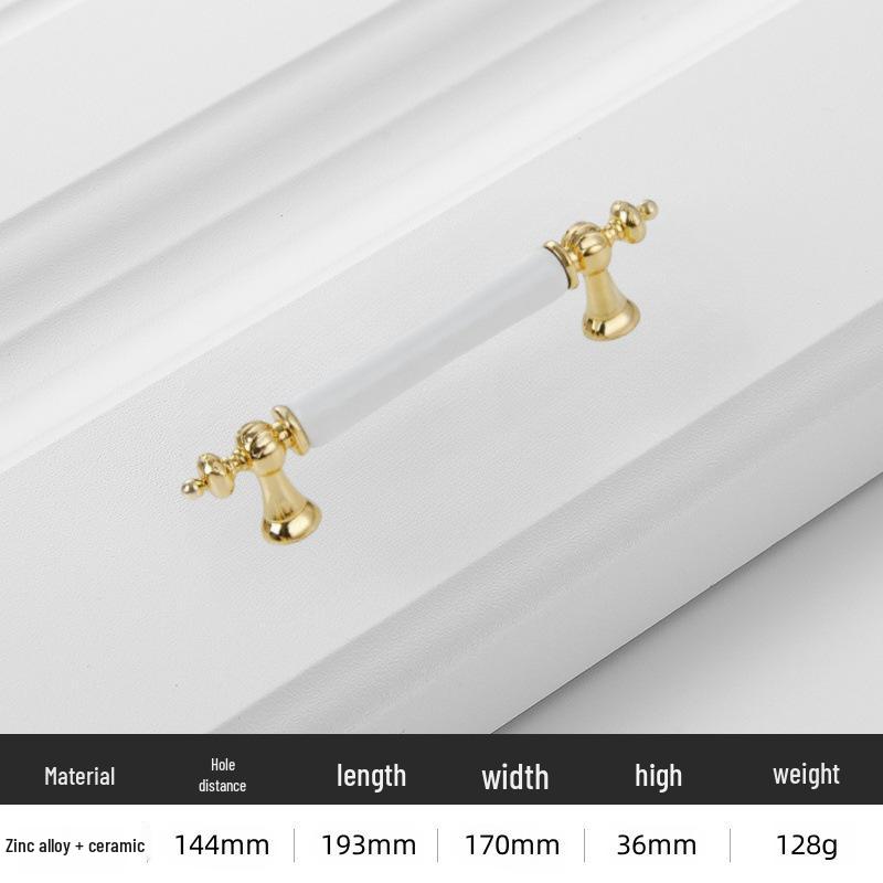 Nowoczesny Minimalistyczny Złoty Stop Aluminium Ceramiczna Rączka do Drzwi Szafek i Garderób