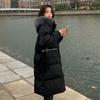 2021 Winter Long Puffer Jacket Women Casual Design Korean Fashion Clothing Fur Coats Long Sleeve Outdoor Coats Hooded Parkas