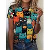Women's printed short-sleeved T-shirt - Soft round-neck casual top, suitable for daily wear and various themed occasions