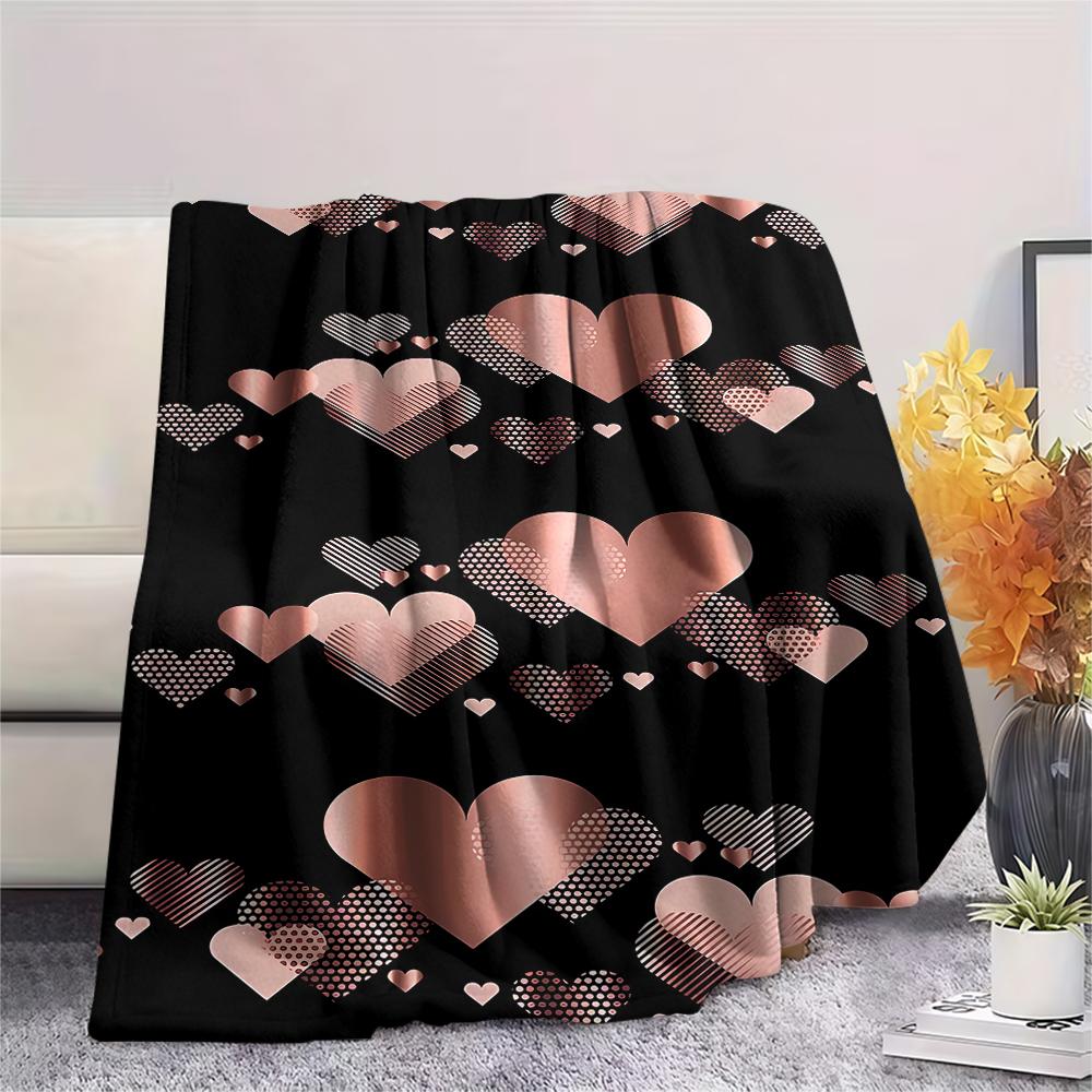 Skull and Love Print Flannel Blanket,High quality Comfortable for All Seasons,Home Decor,Warmth and Comfort,Perfect for Christmas Gifts