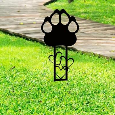 Sturdy Carbon Steel Pet Dog Grave Marker Silhouette Design Durable Waterproof Pet Memorial Stone Plaque Premium Quality
