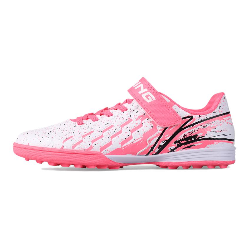 Li Ning Professional Comfortable Low Top Kids Football Shoes Fluorescent Pink Kids Football Shoes YKGU010-17