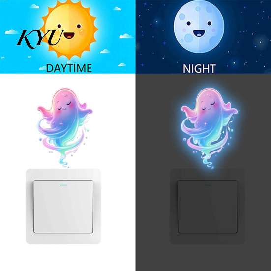 Ghost Wall Stickers Halloween Cute Window Stickers, Rainbow Gradient Cartoon Decals, Waterproof Self-Adhesive for Car Decor Decals