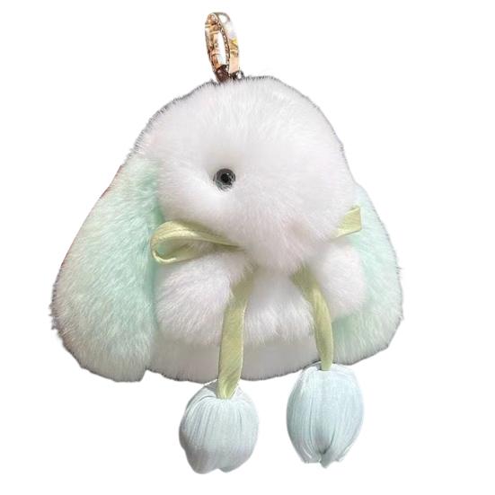 

Плюшевый брелок-кролик Миниатюрный пушистый кролик Брелок Подвеска для рюкзака школьной сумки Шарм для сумки Подвеска для кошелька Подарок для женщин девочек