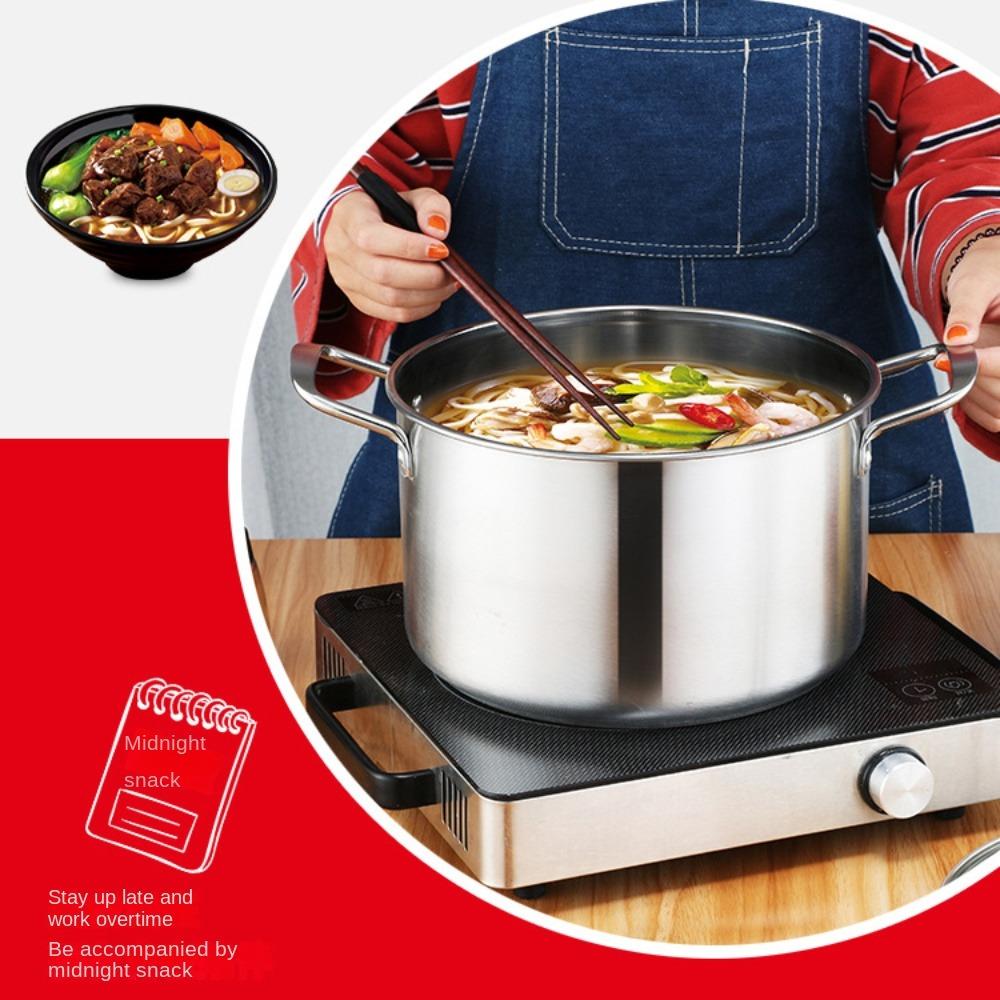Täglich verwendbarer Suppentopf aus Edelstahl mit Deckel Vorratstopf Pfannen Küchenutensilien Suppen-Saucenpfanne