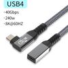 USB4 Type-C Elbow Extension Cable (M To F) Thunderbolt 4/3, 240W Fast Charging, 40Gbps
