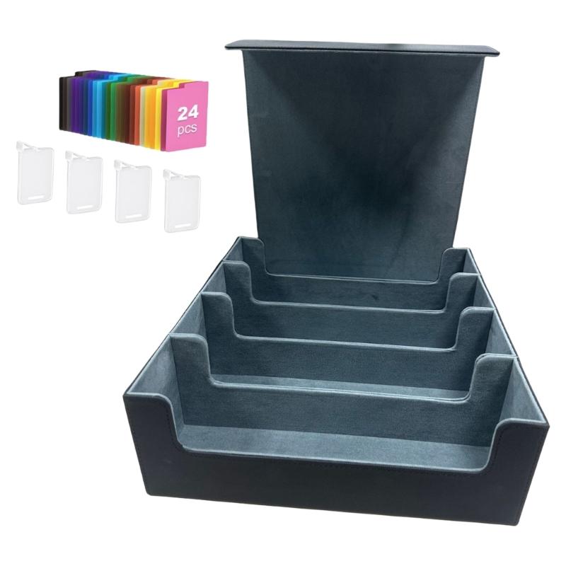 Large Capacity Trading Card Storage Box PU Leather Collectible Game Case Dustproof Container Gaming Card Holder