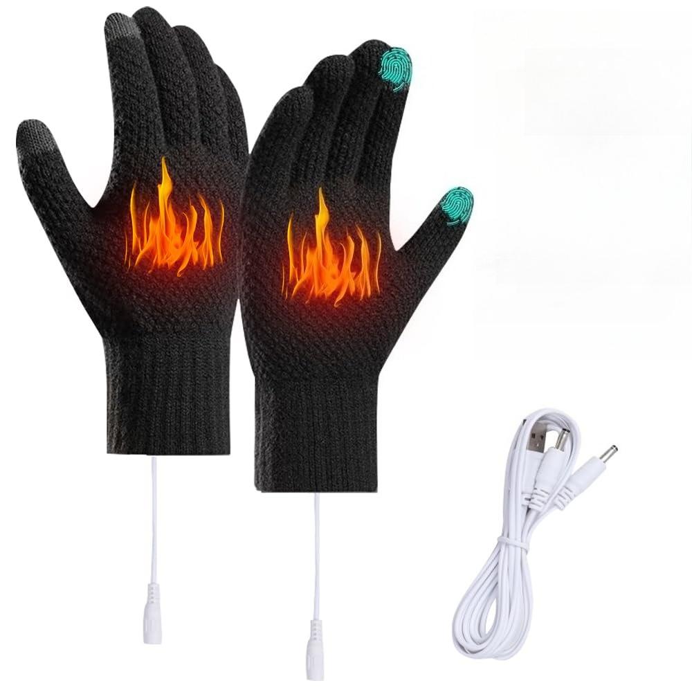 USB Heated Gloves for Men Women,Winter Warm Heated Gloves Touchscreen, Knitted Electric Thermal Glove,Warmer Mittens Knitting Typing Gloves