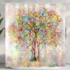 Colorful tree flower shower curtain fabric bathroom decoration with 12 hooks 180x 180cm bathtub shower curtain