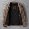Vintage Yellow Brown Genuine Leather Jacket Men Natural Cow Leather Jackets Slim Fit Man Coat Autumn Clothing
