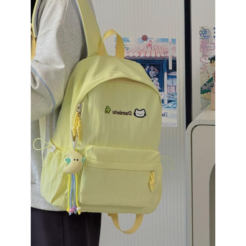 School Bag Female Japanese Cute Cartoon Kitten Soft Girl College Style Backpack Mori Candy Color Large Capacity Backpack