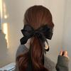 Elegant French Black Hairpin with Large Bow – High-End Korean Hair Accessory