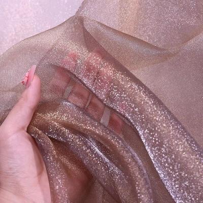 1m/20m*140cm Glitter Organza Fabric Shiny Fluorescent Organza Fabrics  Stage Wedding Decor
