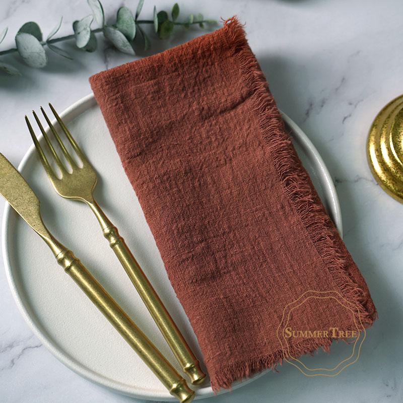 20PCS Napkins 41x41CM Cotton Cloth Gauze Retro Burr Rustic Kitchen Tea Towel Wedding Party Dinner Christmas Napkin Table Decor