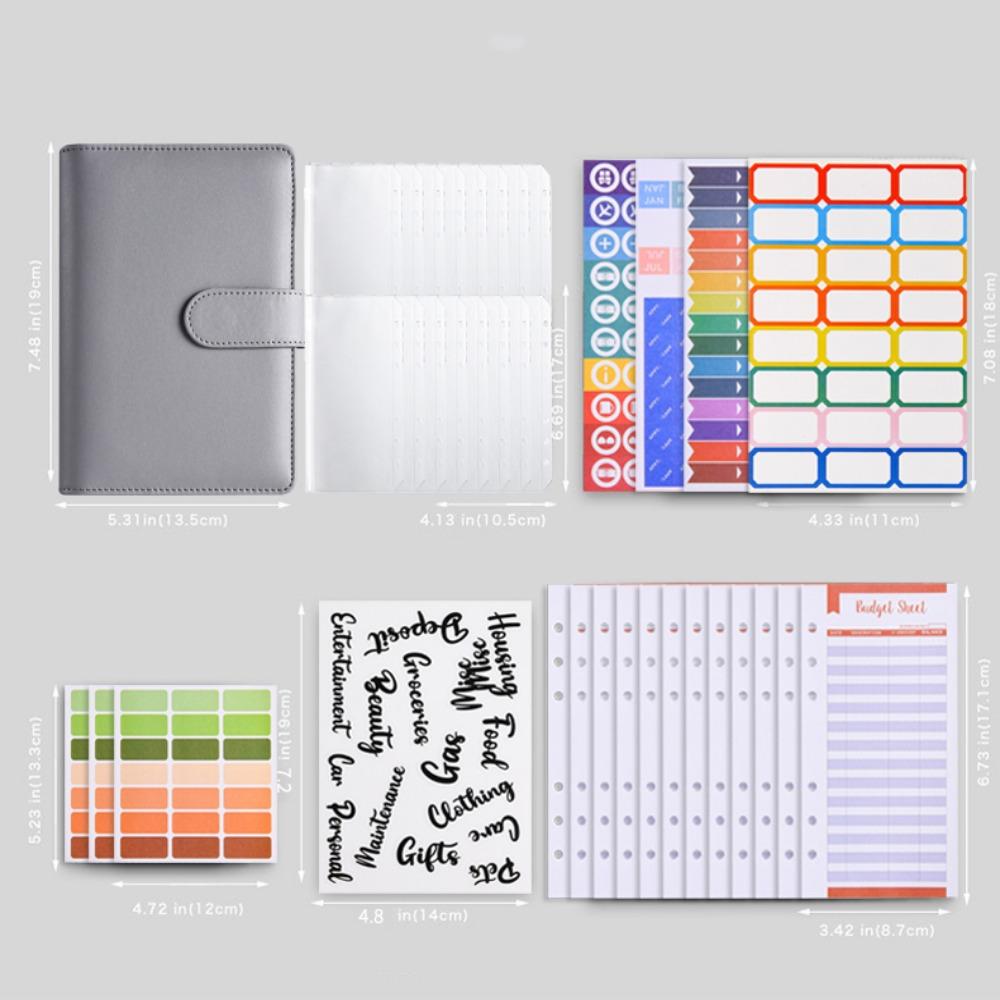 Magnetic button Cash Budget Ledger Macaron Color PU Leather Folder Loose-leaf Notebook  School
