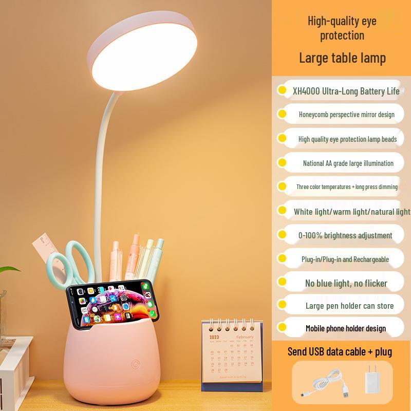 Rechargeable LED Desk Lamp for Eye Protection - Ideal for Studying, Dorms, Bedrooms, and Bedside Reading