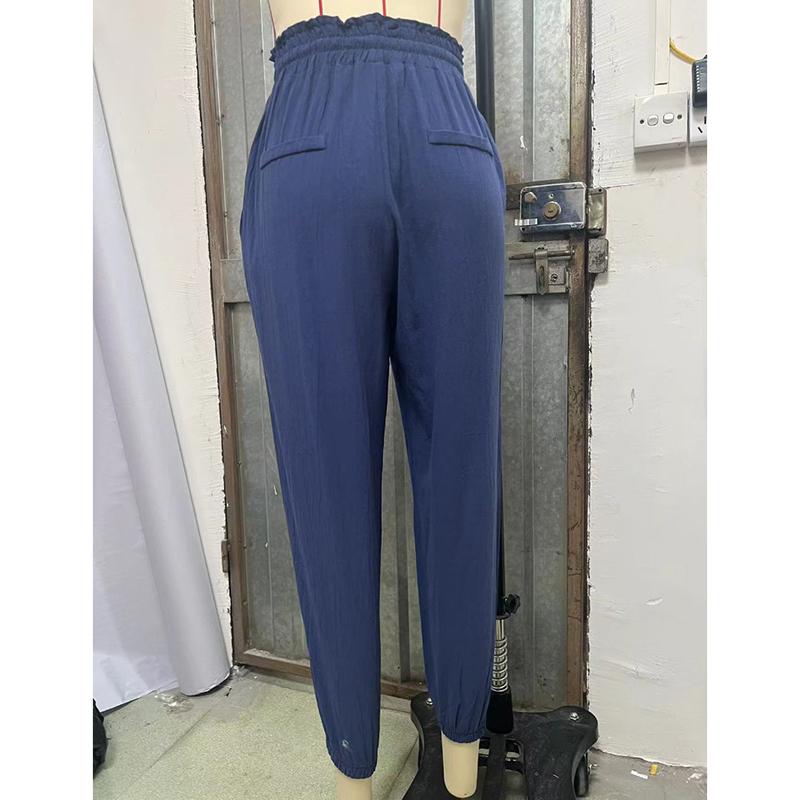 Neue Mode High Waist Schnürhose Damen Einfarbig Temperament Slim Fit Locker Damen Hose Elegant Schlicht Büro Damen Cropped Hose 26484