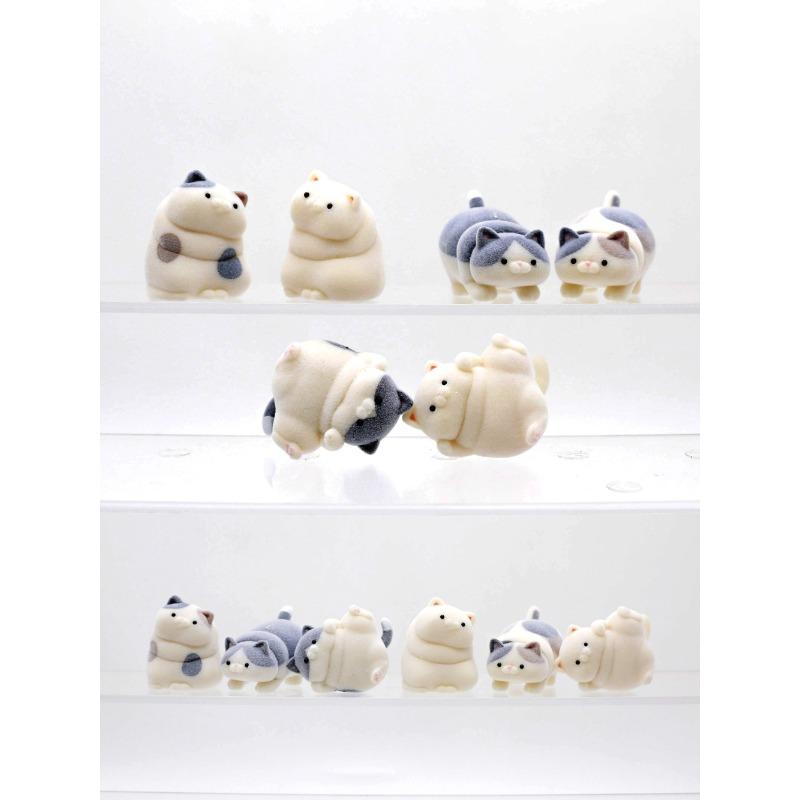 Beflockte dicke Katze Beflockung Katzen Blind Box Spielzeug Kawaii Niedliche Puppe Geschenke Spielzeug Sammeln Ornamente Kinder Geschenke