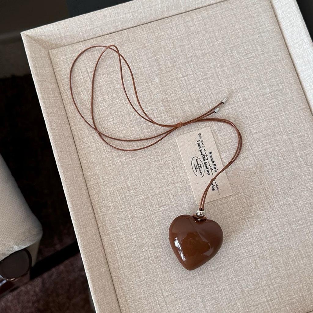 2024 Dams Eleganta Enkla Hjärthänge Halsband – Tröjkedja Nyckelbensaccessoar