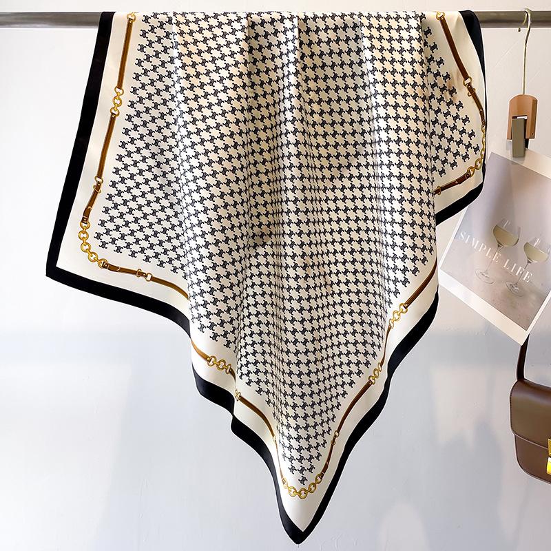 

Смугастий твіловий шовковий шарф: Велика квадратна шаль та сонцезахисна дорожня хустка на голову - 90 см, ідеально підходить для весни та осені 90x90cm