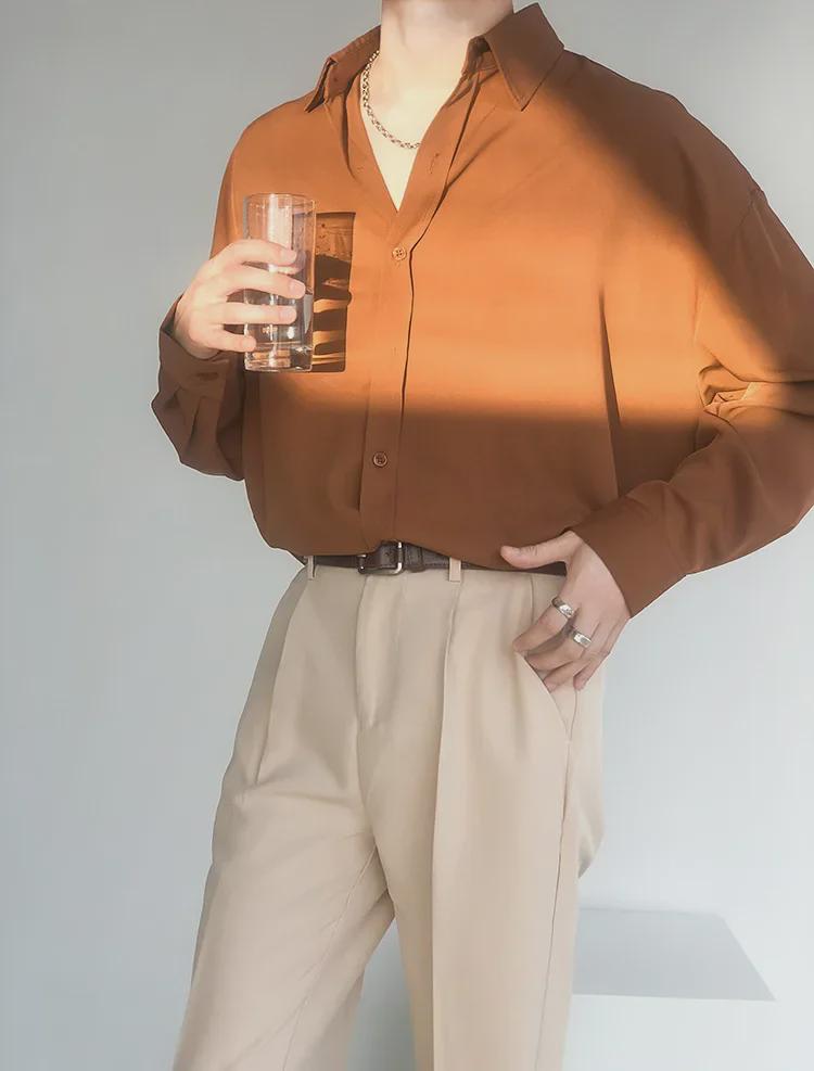 Retro Drapierung Grün & Weiß Eisseide Langarmhemd - Unisex, Koreanischer Stil, Lockere Passform