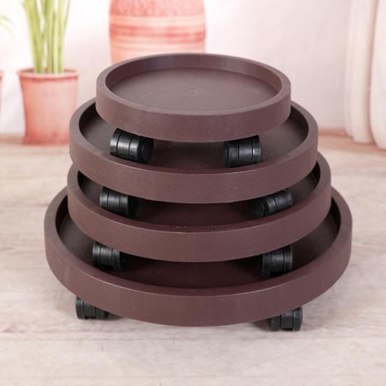 Wheeled Plant Caddy Round Plant Pot Pallet with 4 Wheels Mobile Flowerpot Stand Flower Pot Mover Planter Caddy for Indoor Outdoor Use