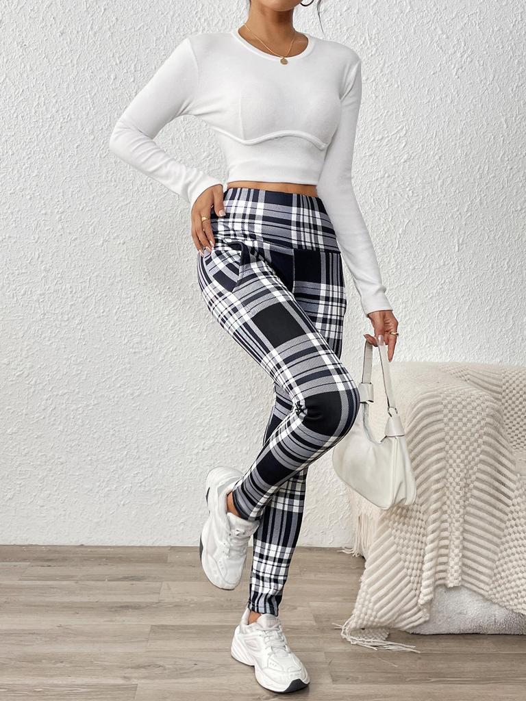 2025 Women's High-Waist Thick Lambswool Print Leggings with Pockets - Warm Cotton Pants for Winter