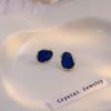 French Retro Irregular Geometric Dark Blue Oil Drop Earrings, Niche Simple Light Luxury High-End Jewelry