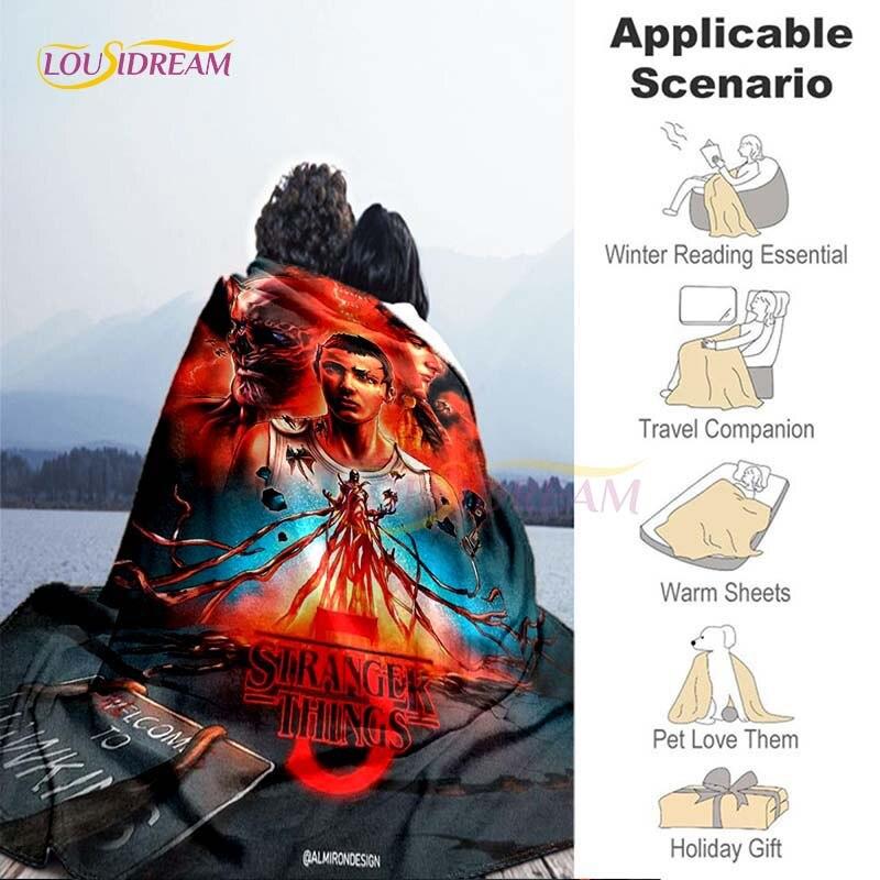 Hot Netflix Movie Stranger Things Blankets for Beds Soft Flannel Blanket Queen Size Home Decor Bedding Cover Kids Gift Picnic