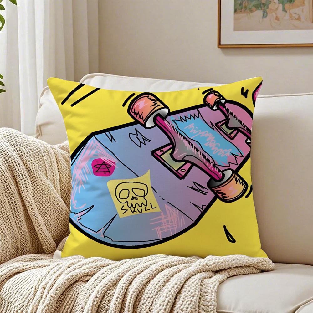 Fashion Graffiti Funny Sports Skateboarding Cushion Cover Pillowcase Antidustmite living Room Sofa Decor Cushion Room