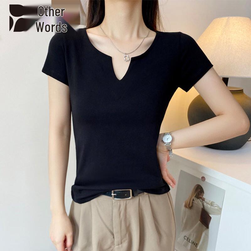Bieyu Women s V-Neck Slim Fit Short Sleeve T-Shirt M