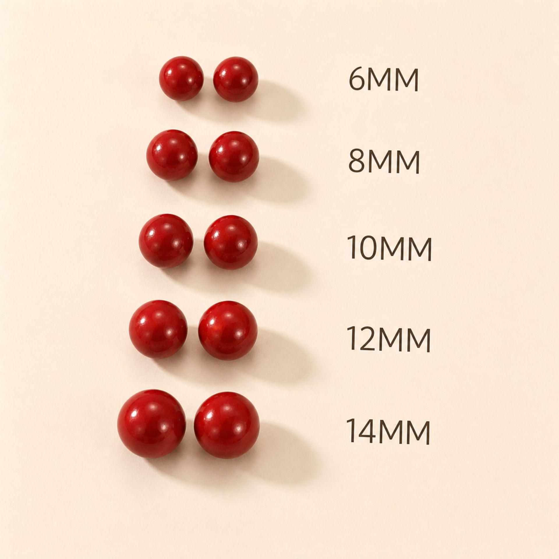 New Year S999 Sterling Silver Natural Cinnabar Retro Hong Kong Style Earrings