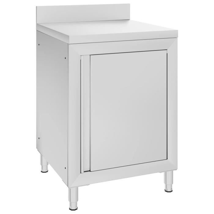 VidaXL Table de travail commerciale avec armoire 60x60x96 cm Inox